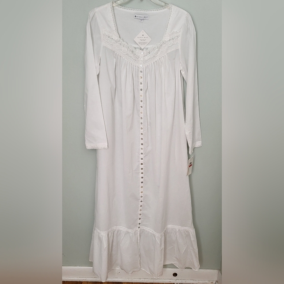 Eileen West Other - Eileen West XS Long White Long Sleeve Cotton Nightgown Pockets Cottagecore New